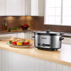 Cookers KitchenAid 6 Qt. Stainless Steel Slow Cooker With Glass Lid And Built-In Timer -MegaChef Sales Shop stainless steel kitchenaid slow cookers ksc6223ss 31 1000
