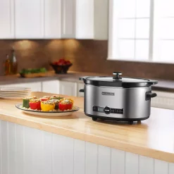 Cookers KitchenAid 6 Qt. Programmable Stainless Steel Slow Cooker With Built-In Timer And Temperature Settings -MegaChef Sales Shop stainless steel kitchenaid slow cookers ksc6223ss 44 1000