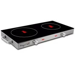 Food Warmers MegaChef 2-Burner 6 In. Stainless Steel Infrared Countertop Hot Plate