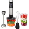 Blenders MegaChef 4-in-1 Multi-Purpose 2-Speed Stainless Steel Immersion Blender With Chopper And Whisk Attachment