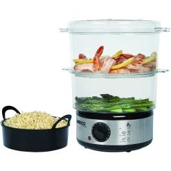 Cookers Nesco 5 Qt. Stainless Steel Food Steamer And Rice Cooker -MegaChef Sales Shop stainless steel nesco rice cookers st 25f 4f 1000