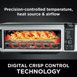 Toasters NINJA Stainless Steel Foodi Digital Air Fry Oven, Convection Oven, Toaster, Air Fryer, Flip-Away For Storage -MegaChef Sales Shop stainless steel ninja toaster ovens sp101 1f 1000