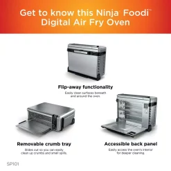 Toasters NINJA Stainless Steel Foodi Digital Air Fry Oven, Convection Oven, Toaster, Air Fryer, Flip-Away For Storage -MegaChef Sales Shop stainless steel ninja toaster ovens sp101 44 1000