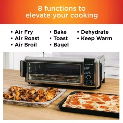 Toasters NINJA Stainless Steel Foodi Digital Air Fry Oven, Convection Oven, Toaster, Air Fryer, Flip-Away For Storage -MegaChef Sales Shop stainless steel ninja toaster ovens sp101 4f 1000