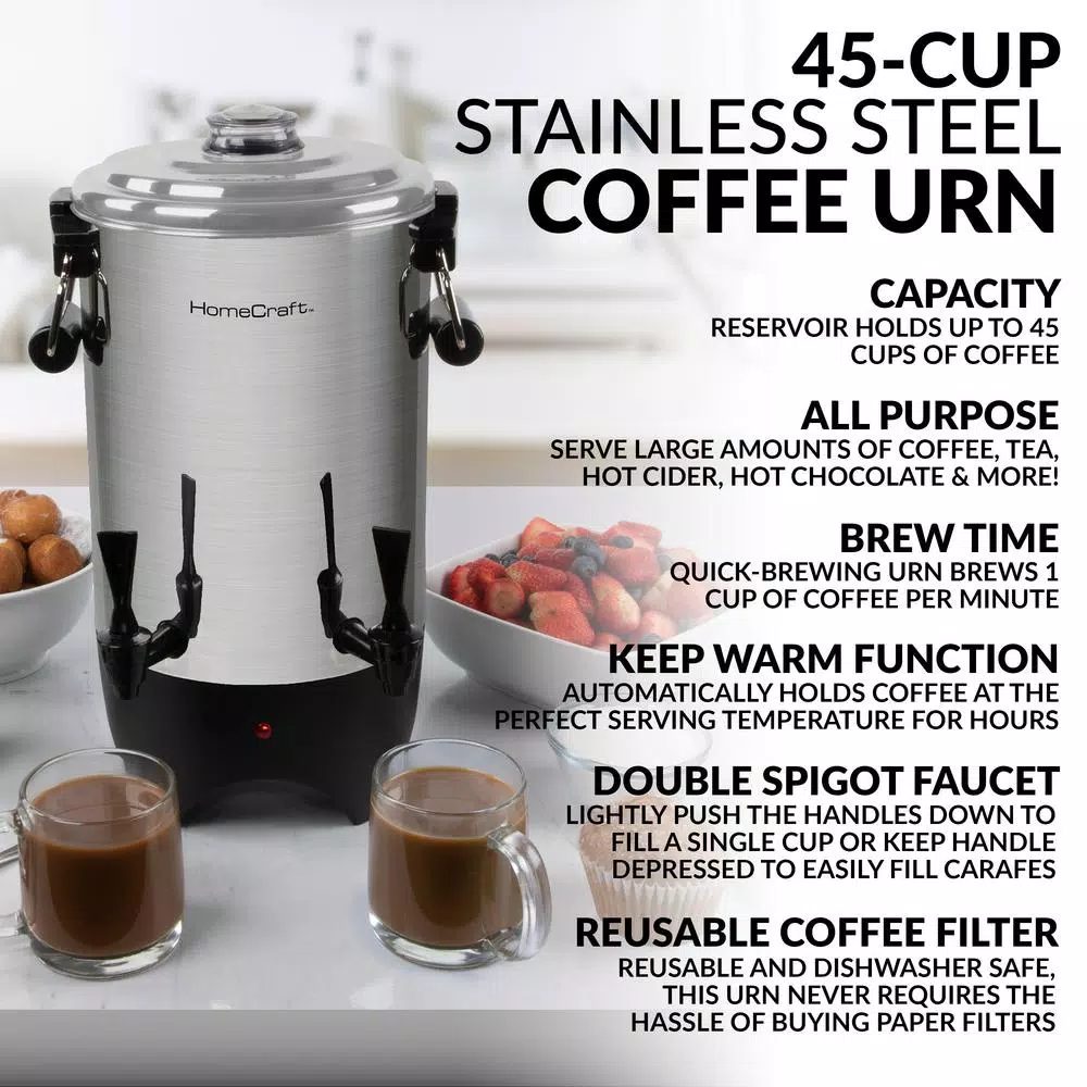 Coffee Makers Nostalgia 45-Cup Stainless Steel Quick Brewing Coffee Urn 2 Coffee Makers Nostalgia 45-Cup Stainless Steel Quick Brewing Coffee Urn - Image 2