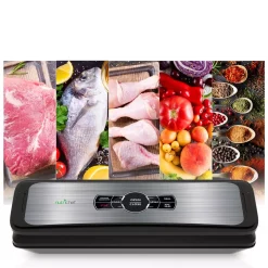 Food Processing NutriChef White With Digital Scale 1-Touch Automatic Open And Close Food Vacuum Sealer Electric Air Sealing Preserver -MegaChef Sales Shop stainless steel nutrichef food vacuum sealers pkvs45sts fa 1000