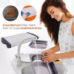 Food Warmers NutriChef 21.9 In. Stainless Steel Electric Food Warming Tray Buffet Server Hot Plate Food Warmer (Dual Plate Tray Style) -MegaChef Sales Shop stainless steel nutrichef hot plates pkbfwm25 31 1000