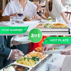 Food Warmers NutriChef 27.6 In. 3-Burner Stainless Steel Electric Food Warming Tray – Buffet Server Hot Plate Food Warmer -MegaChef Sales Shop stainless steel nutrichef hot plates pkbfwm35 1f 1000