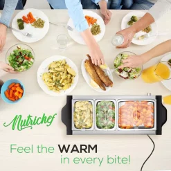 Food Warmers NutriChef 27.6 In. 3-Burner Stainless Steel Electric Food Warming Tray – Buffet Server Hot Plate Food Warmer -MegaChef Sales Shop stainless steel nutrichef hot plates pkbfwm35 40 1000