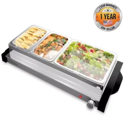 Food Warmers NutriChef 27.6 In. 3-Burner Stainless Steel Electric Food Warming Tray – Buffet Server Hot Plate Food Warmer -MegaChef Sales Shop stainless steel nutrichef hot plates pkbfwm35 4f 1000