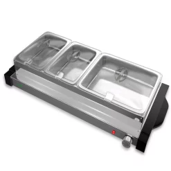 Food Warmers NutriChef 27.6 In. 3-Burner Stainless Steel Electric Food Warming Tray – Buffet Server Hot Plate Food Warmer