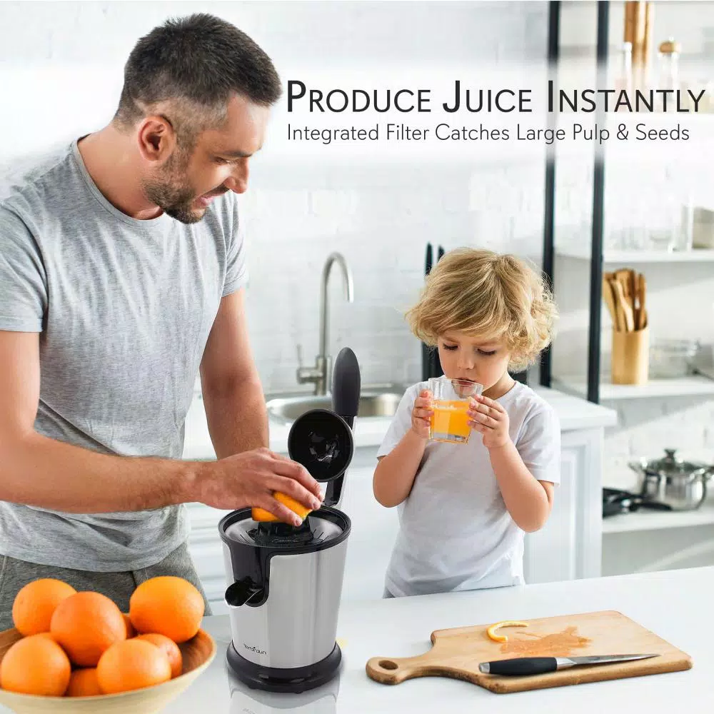 Juicers NutriChef Electric Juice Press – Orange Juicer Citrus Squeezer With Manual Juice Presser Handle (Stainless Steel) 5 Juicers NutriChef Electric Juice Press – Orange Juicer Citrus Squeezer With Manual Juice Presser Handle (Stainless Steel) - Image 5