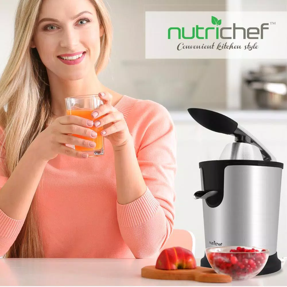 Juicers NutriChef Electric Juice Press – Orange Juicer Citrus Squeezer With Manual Juice Presser Handle (Stainless Steel) 2 Juicers NutriChef Electric Juice Press – Orange Juicer Citrus Squeezer With Manual Juice Presser Handle (Stainless Steel) - Image 2