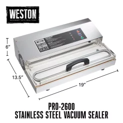 Food Processing Weston Pro 2600 Stainless Steel Food Vacuum Sealer -MegaChef Sales Shop stainless steel weston food vacuum sealers 65 1301 w 66 1000