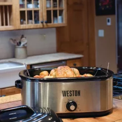 Cookers Weston 22 Qt. Stainless Steel Roaster Oven -MegaChef Sales Shop stainless steel weston slow cookers 03 4100 w 44 1000