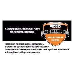 Vacuum Parts RIDGID 1-Layer Standard Pleated Paper Filter For 3 To 4.5 Gal. RIDGID Wet/Dry Shop Vacuums -MegaChef Sales Shop vacuum parts vf3400 31 1000