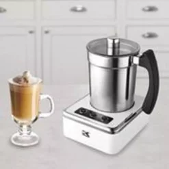 Coffee Makers KALORIK 13.5 Oz. White Stainless Steel Electric Milk Frother -MegaChef Sales Shop white and stainless steel milk frothers mfh 43974 w 31 1000