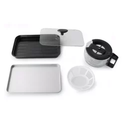 Toasters SPT Breakfast Center 1450 W 2-Slice White And Stainless Steel Toaster Oven With Griddle And Coffee Maker -MegaChef Sales Shop white and stainless steel spt toaster ovens bm 1120w 44 1000