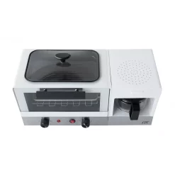 Toasters SPT Breakfast Center 1450 W 2-Slice White And Stainless Steel Toaster Oven With Griddle And Coffee Maker -MegaChef Sales Shop white and stainless steel spt toaster ovens bm 1120w 4f 1000