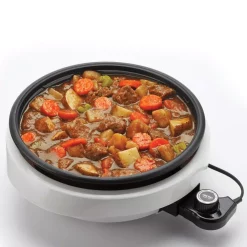 Electric Skillets & Indoor Grills AROMA Super Pot 3-in-1 10 In. White Indoor Grill With Lid -MegaChef Sales Shop white aroma indoor grills asp 137 1f 1000