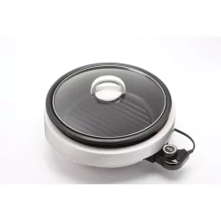 Electric Skillets & Indoor Grills AROMA Super Pot 3-in-1 10 In. White Indoor Grill With Lid