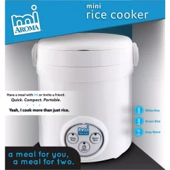Cookers AROMA 3-Cup White Mini Rice Cooker With Non-Stick Cooking Pot -MegaChef Sales Shop white aroma rice cookers mrc 903d fa 1000