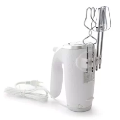 Mixers Better Chef 5-Speed 150-Watt White Hand Mixer With Silver Accents -MegaChef Sales Shop white better chef hand mixers 98596682m 1f 1000