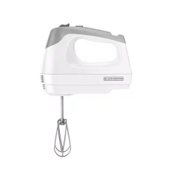 Mixers BLACK+DECKER 6-Speed White Hand Mixer With Beater, Whisk, Whip And Dough Hook Attachments 8 Mixers BLACK+DECKER 6-Speed White Hand Mixer With Beater, Whisk, Whip And Dough Hook Attachments -MegaChef Sales Shop white black decker hand mixers mx3000w 4f 1000