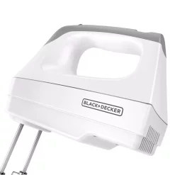Mixers BLACK+DECKER 6-Speed White Hand Mixer With Beater, Whisk, Whip And Dough Hook Attachments 11 Mixers BLACK+DECKER 6-Speed White Hand Mixer With Beater, Whisk, Whip And Dough Hook Attachments -MegaChef Sales Shop white black decker hand mixers mx3000w fa 1000
