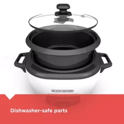 Cookers BLACK+DECKER 3-Cup White Rice Cooker With Steaming Basket And Non-Stick Pot -MegaChef Sales Shop white black decker rice cookers rc503 44 1000
