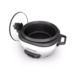 Cookers BLACK+DECKER 3-Cup White Rice Cooker With Steaming Basket And Non-Stick Pot -MegaChef Sales Shop white black decker rice cookers rc503 77 1000