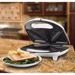 Electric Skillets & Indoor Grills Brentwood Appliances 750-Watt White Dual Sandwich Maker -MegaChef Sales Shop white brentwood appliances panini presses ts 240w 31 1000