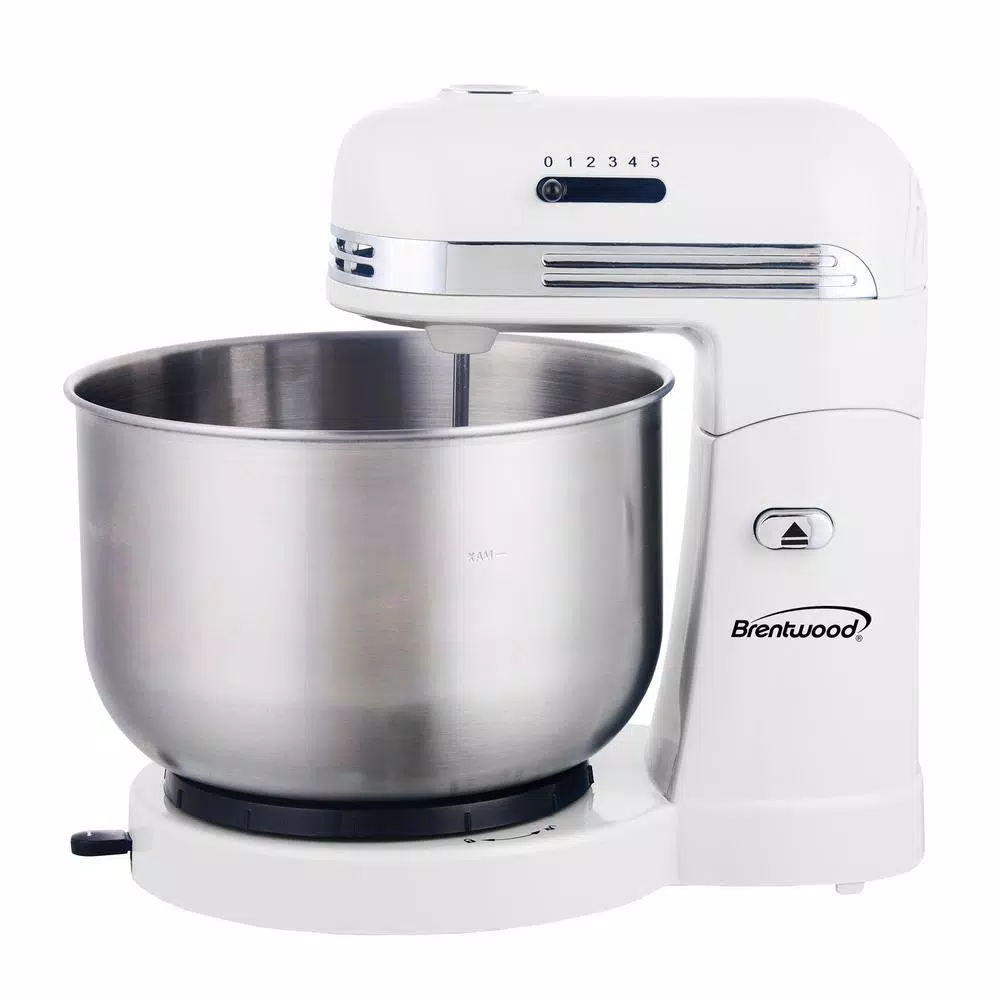 Mixers Brentwood Appliances 3 Qt. 5-Speed White With Stainless Steel Mixing Bowl Stand Mixer 2 Mixers Brentwood Appliances 3 Qt. 5-Speed White With Stainless Steel Mixing Bowl Stand Mixer - Image 2