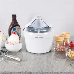 Dessert Makers Classic Cuisine 1 Qt. White Ice Cream Maker And Frozen Yogurt Machine With Recipe Booklet -MegaChef Sales Shop white classic cuisine ice cream makers m030217 31 1000