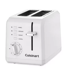 Toasters Cuisinart Compact 2-Slice White Wide Slot Toaster With Crumb Tray -MegaChef Sales Shop white cuisinart pop up toasters cpt 122 c3 1000