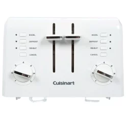 Toasters Cuisinart Compact 4-Slice White Wide Slot Toaster With Crumb Tray -MegaChef Sales Shop white cuisinart pop up toasters cpt 142p1 a0 1000