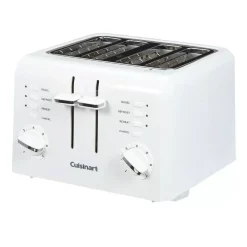 Toasters Cuisinart Compact 4-Slice White Wide Slot Toaster With Crumb Tray -MegaChef Sales Shop white cuisinart pop up toasters cpt 142p1 e1 1000