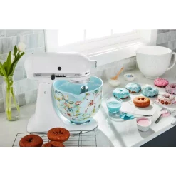 Mixers KitchenAid 5 Qt. White Gardenia Patterned Ceramic Bowl -MegaChef Sales Shop white gardenia kitchenaid mixer attachments ksm2cb5pwg 4f 1000