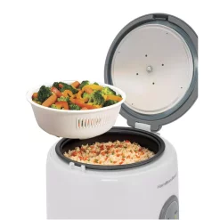 Cookers Hamilton Beach 8-Cup White Rice Cooker And Warmer With Non-Stick Cooking Pot, Rice Paddle And Measuring Cup -MegaChef Sales Shop white hamilton beach rice cookers 37508 40 1000