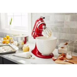 Mixers KitchenAid 5 Qt. White Mermaid Lace Textured Ceramic Bowl -MegaChef Sales Shop white mermaid lace kitchenaid mixer attachments ksm2cb5twm 4f 1000