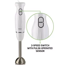 Blenders Ovente Immersion, 304-Grade Stainless Steel Blades, 300W Multi-Purpose Hand Blender Mixer, 2-Speed Settings -MegaChef Sales Shop white ovente immersion blenders hs560w 40 1000
