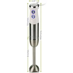 Blenders Ovente Multi-Purpose Immersion Blender, 500-Watt Hand Mixer, Stainless Steel Blades, 6-Speed Settings -MegaChef Sales Shop white ovente immersion blenders hs680w 66 1000