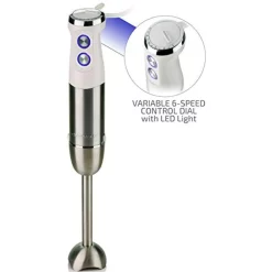 Blenders Ovente Multi-Purpose Immersion Blender, 500-Watt Hand Mixer, Stainless Steel Blades, 6-Speed Settings -MegaChef Sales Shop white ovente immersion blenders hs680w c3 1000