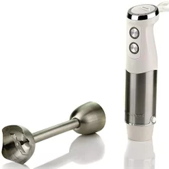 Blenders Ovente Multi-Purpose Immersion Blender, 500-Watt Hand Mixer, Stainless Steel Blades, 6-Speed Settings -MegaChef Sales Shop white ovente immersion blenders hs680w fa 1000
