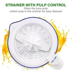 Juicers Ovente 25-Watts 34 Oz. Capacity White Electric Citrus Juicer 2 Auto-Reversing Cones Pressure -MegaChef Sales Shop white ovente juicers je1034w 44 1000