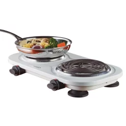 Food Warmers Brentwood Appliances 2-Burner 30 In. White Electric Burner -MegaChef Sales Shop whtie brentwood appliances hot plates ts 361w 44 1000
