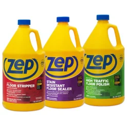 Floor Cleaning Products ZEP 128 Oz. High-Traffic Floor Polish With Stain-Resistant Floor Sealer 128 Oz. And HD Floor Stripper 128 Oz. (3-Pack Combo)