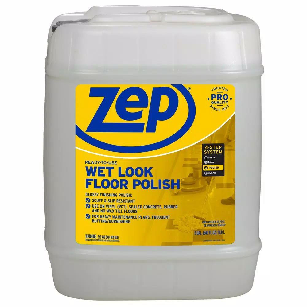 Floor Cleaning Products ZEP 5-Gallon Wet-Look Floor Polish 1 Floor Cleaning Products ZEP 5-Gallon Wet-Look Floor Polish